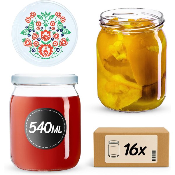 Słoiki Senna 540ml 16szt fi 82 mm + wieczka "Folklor"