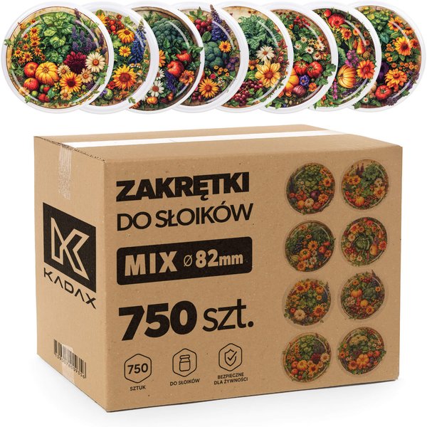Metalowe wieczka do słoików Virbo 750szt fi 82 mm "Ogród"