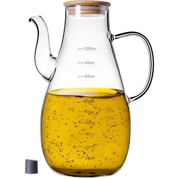 Szklany dzbanek na olej Mellitto z pokrywką i uchwytem 1000 ml