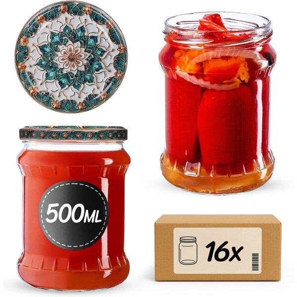 Słoiki na przetwory Kisko 500ml fi 82 mm 16szt + wieczko Ceramics 1