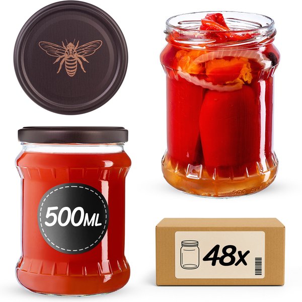 Słoiki na przetwory Kisko 500ml fi 82 mm 48szt + wieczko Pszczoła
