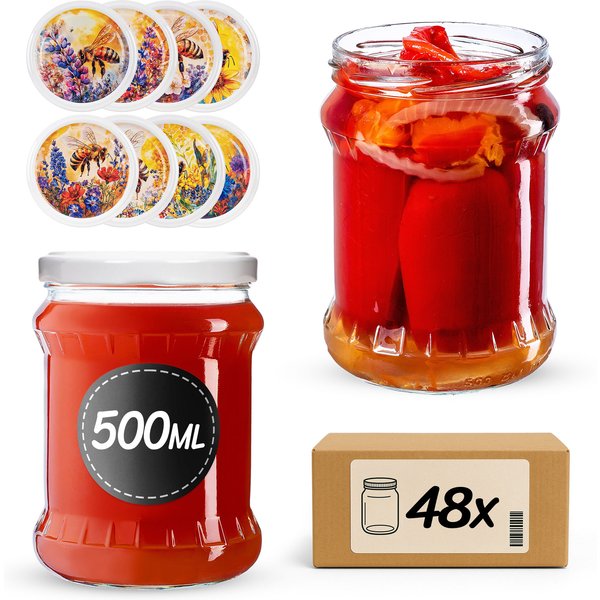 Słoiki na przetwory Kisko 500ml fi 82 mm 48szt + wieczko Bee of the field