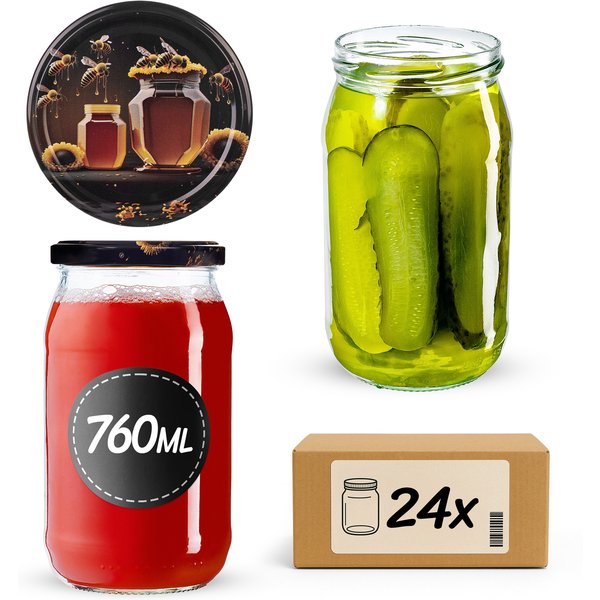 Słoiki na przetwory Niva 760ml fi 82 mm 24szt + wieczko Miód czarny