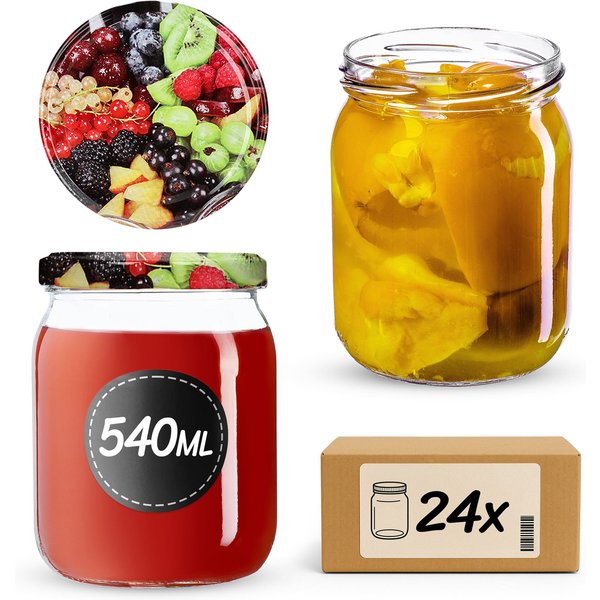 Słoiki Senna 540ml 24szt fi 82 mm + wieczka "Mix owoców"