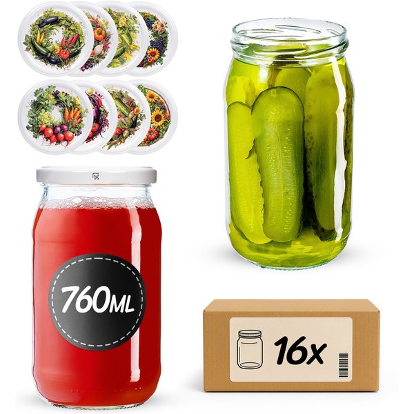 Słoiki na przetwory Niva 760ml fi 82 mm 16szt + wieczko Garden wreath