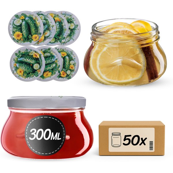 Słoiki na przetwory Raja 300ml fi 82 mm 50szt + wieczko Kompozycja ogórkowa