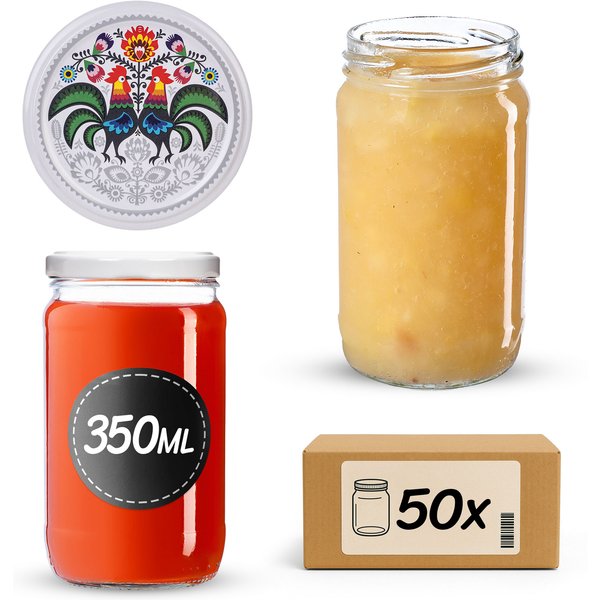 Słoiki na przetwory Gera 350ml fi 66 mm 50szt + wieczko Kogut