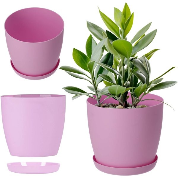 Doniczka Agen z podstawką 25 cm, matowa różowa