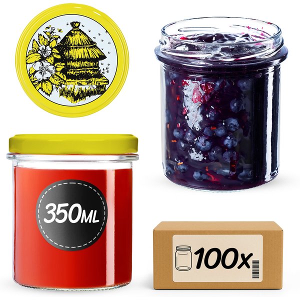 Słoiki na przetwory Avila 350ml 100szt fi 82 mm + wieczka "Pszczoły"