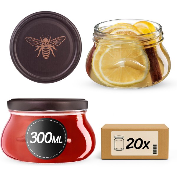 Słoiki na przetwory Raja 300ml fi 82 mm 20szt + wieczko Pszczoła