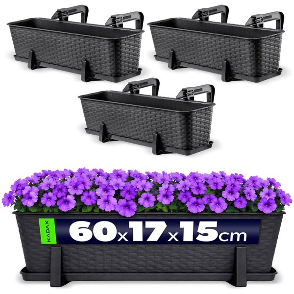 Skrzynka balkonowa z uchwytami Castro antracyt 60 cm, 3 szt.