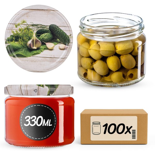 Słoiki na przetwory Sonka 330ml fi 82 mm 100szt + wieczko Ogórek