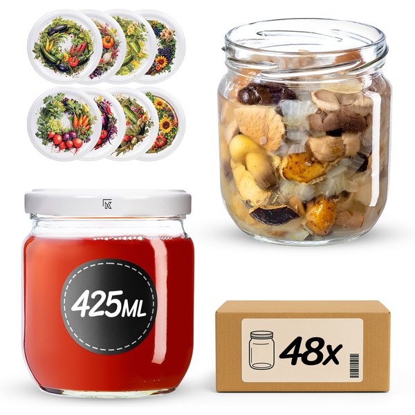 Słoiki na przetwory Salla 425ml fi 82 mm 48szt + wieczko Garden wreath