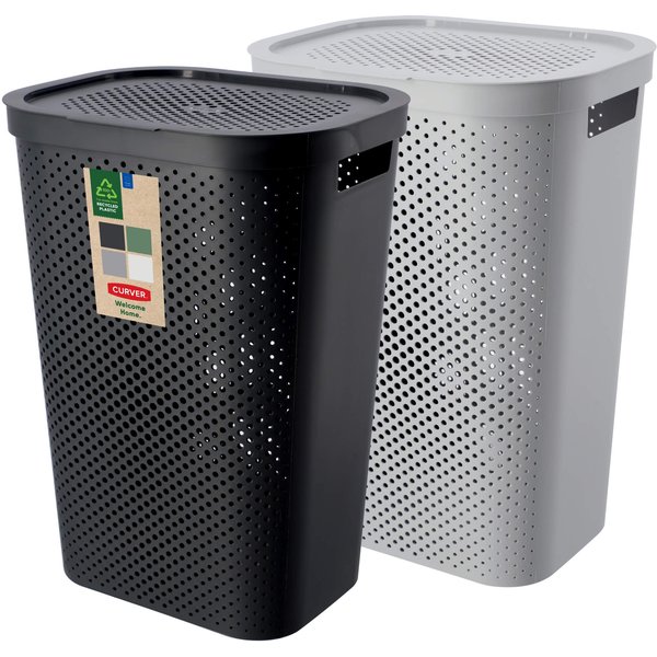 Kosze z pokrywą Curver Infinity 60L mix kolorów, 2 szt. czarny i szary