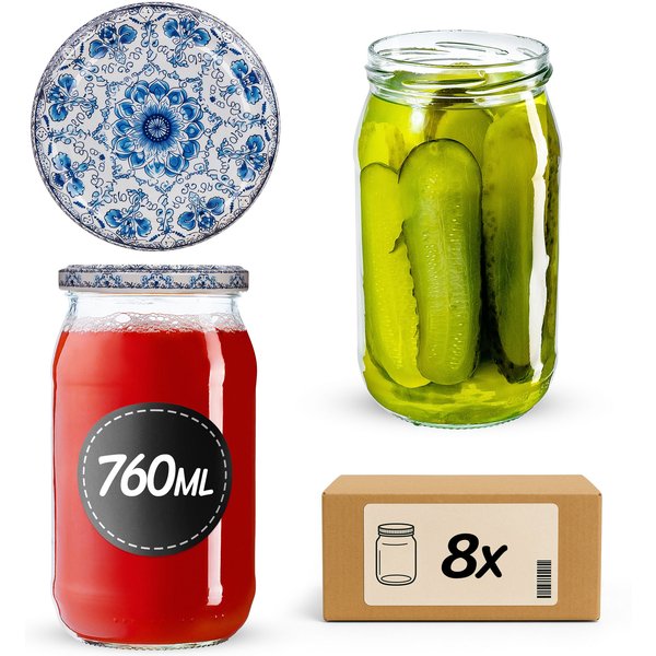 Słoiki na przetwory Niva 760ml fi 82 mm 8szt + wieczko Ceramics 2
