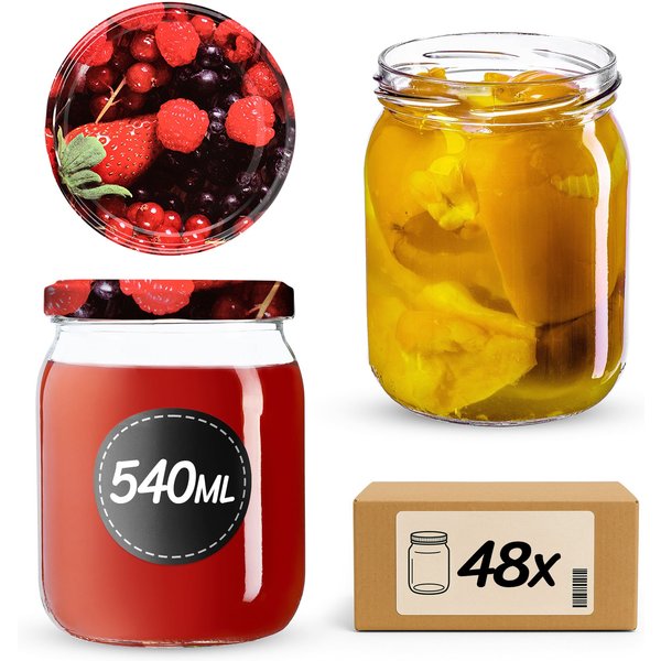 Słoiki Senna 540ml 48szt fi 82 mm + wieczka "Jagody"