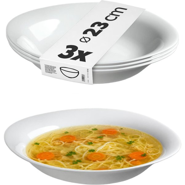 Talerz głęboki Prinier, 23 cm biały, 3 szt.