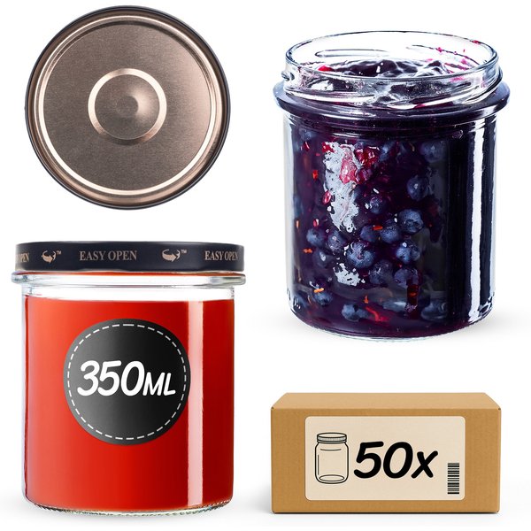 Słoiki na przetwory Avila 350ml fi 82 mm 50szt + wieczko Czarno złote