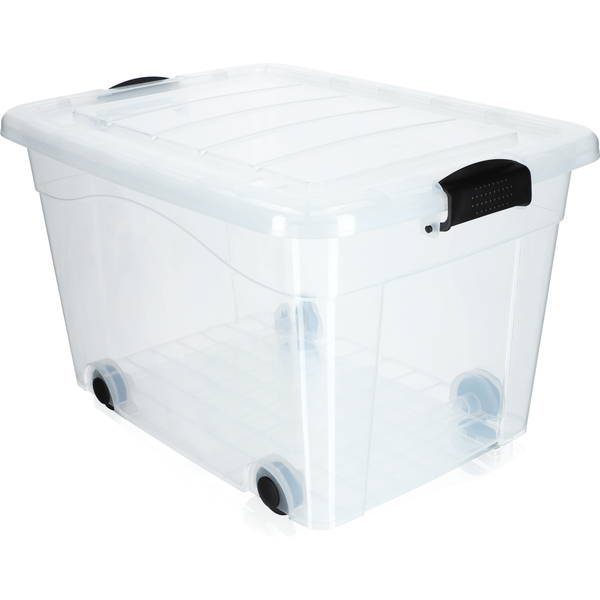 Plastikowy pojemnik na kółkach Vado 60L, transparentny