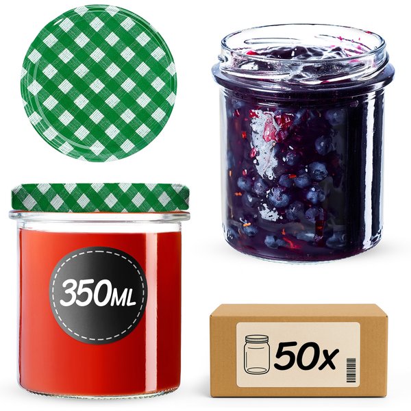 Słoiki na przetwory Avila 350ml 50szt fi 82 mm + wieczka "Zielona Krata"