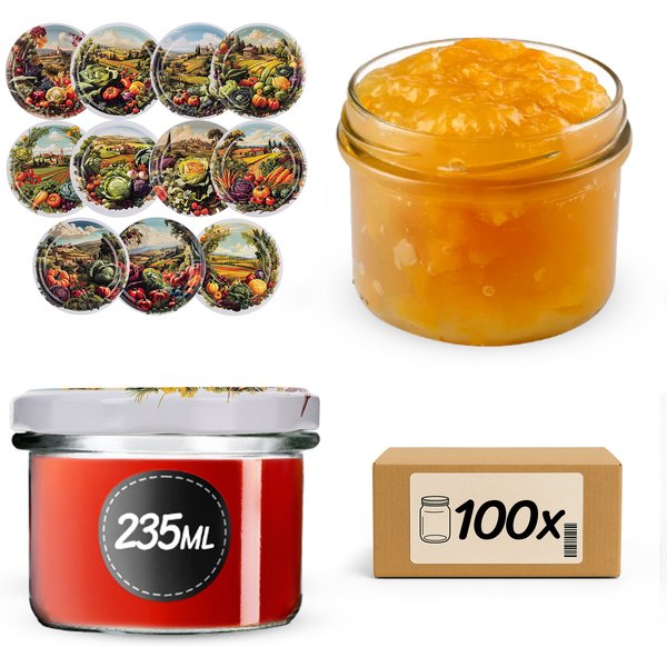 Słoiki na przetwory Tartu 235ml fi 82 mm 100szt + wieczko Warzywa mix