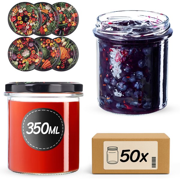 Słoiki na przetwory Avila 350ml fi 82 mm 50szt + wieczko Warzywa mix
