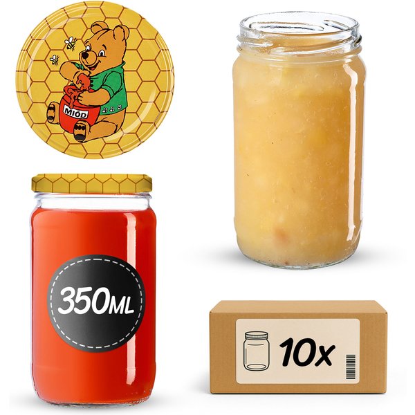 Słoiki na przetwory Gera 350ml fi 66 mm 10szt + wieczka "Miód"