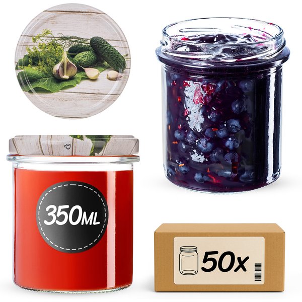Słoiki na przetwory Avila 350ml fi 82 mm 50szt + wieczko Ogórek