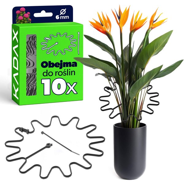 Obejma do roślin Montlaur z opaską zaciskową 21 cm czarna 10 szt.