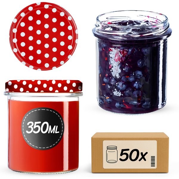 Słoiki na przetwory Avila 350ml 50szt fi 82 mm + wieczka "Groszek czerwony"