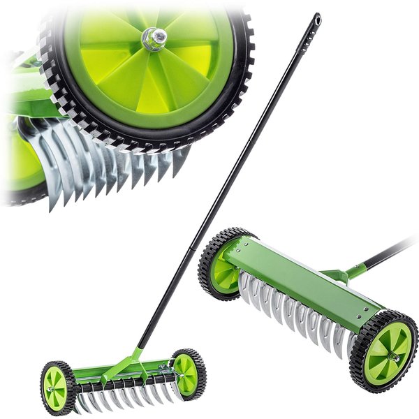 Aerator ręczny jednostronny na kółkach Rovigo 130 x 48 cm zielony