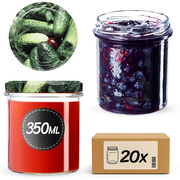 Słoiki na przetwory Avila 350ml 20szt fi 82 mm + wieczka "Ogórki"