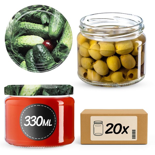 Słoiki Sonka 330ml 20szt fi 82 mm + wieczka "Ogórki"