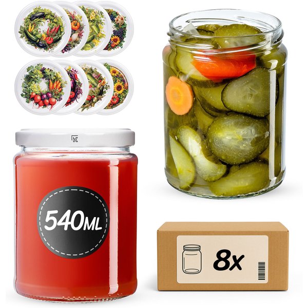 Słoiki na przetwory Maki 540ml fi 82 mm 8szt + wieczko Garden wreath