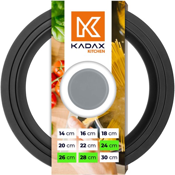 Pokrywa szklana multisize Aiola na garnek 24-28 cm z szarym uchwytem