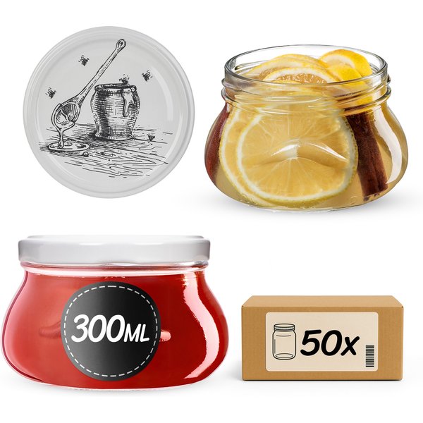 Słoiki na przetwory Raja 300ml fi 82 mm 50szt + wieczko Pszczoła