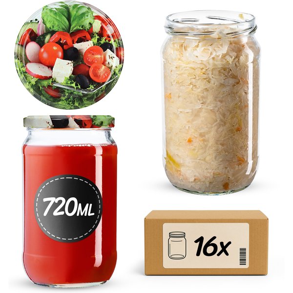 Słoiki na przetwory Niva 720ml 16szt fi 82 mm + wieczka "Mix Warzyw"