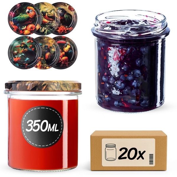 Słoiki na przetwory Avila 350ml fi 82 mm 20szt + wieczko Ptaki