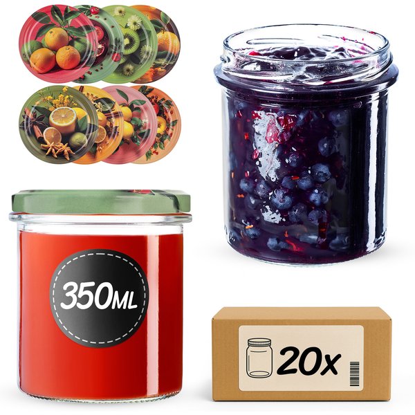 Słoiki na przetwory Avila 350ml fi 82 mm 20szt + wieczko Egzotyczne owoce