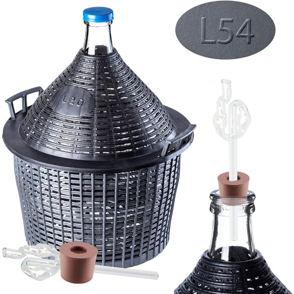 Zestaw winiarski balon 54L + korek nr.5 + szklana rurka
