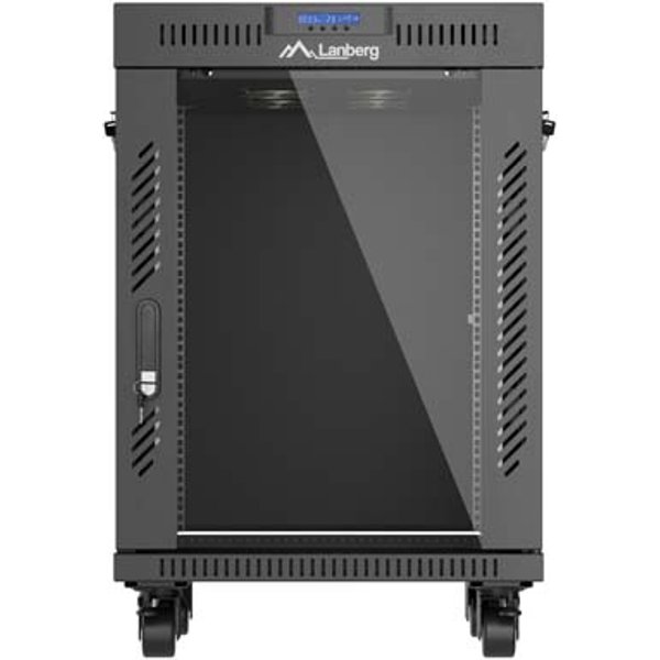 LANBERG 19" 15U 600x600 freist. LCD Glastür V2 (FlatPack) sw (Speditionsversand)