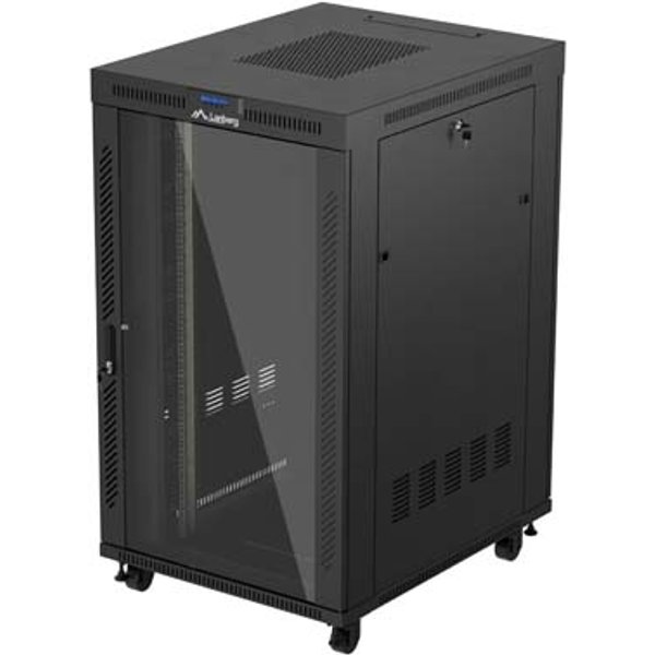 LANBERG 19" 27U 800x1000 freist. LCD Glastür V2(FlatPack) sw (Speditionsversand)