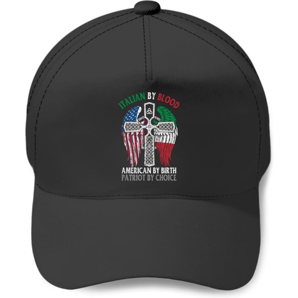 Italian By Blood American By Birth Cross Flag Baseball Caps-image
