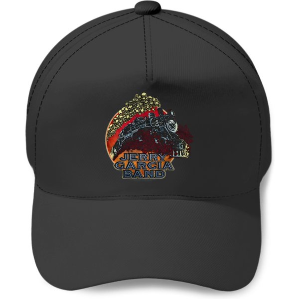Jerry Garcia Band Men's Baseball Caps | Train Skulls Roses Graphic Baseball Caps | 70s San Francisco Rock