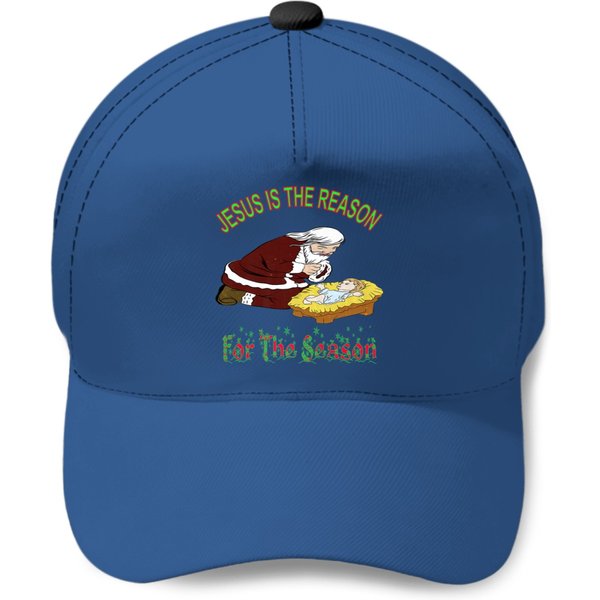 Kneeling Santa With Baby Jesus Is The Reason Baseball Caps-image