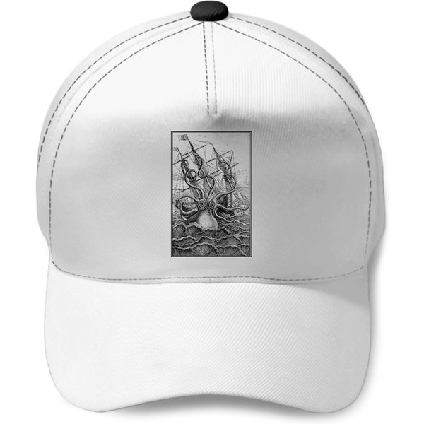 Giant Octopus Pirate Ship Vintage Kraken Sailing Squid Baseball Caps-image