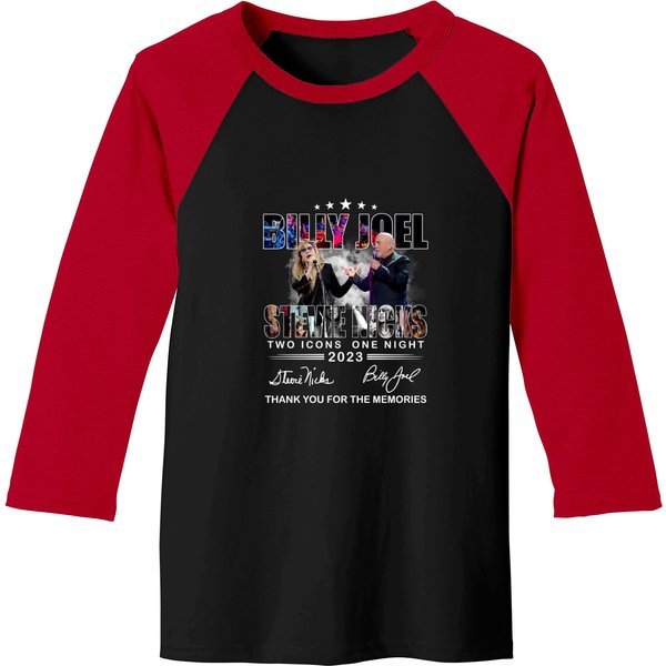 Two Icons One Night Billy Joel Stevie Nick Tour Baseball Tees-image