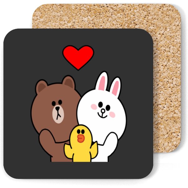 Brown Bear Cony Bunny Rabbit Duck We Love You Coasters