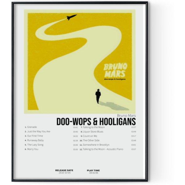 Bruno Mars - Doo-Wops & Hooligans | Album Cover Poster Digital Posters Print-image