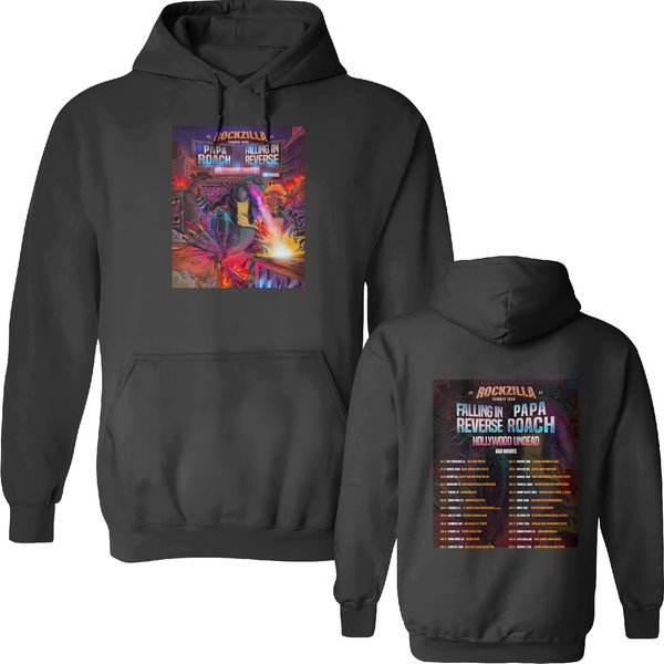 Rockzilla The Second Leg Tour 2023 Tee, Papa Roach Falling In Reverse Hoodie-image